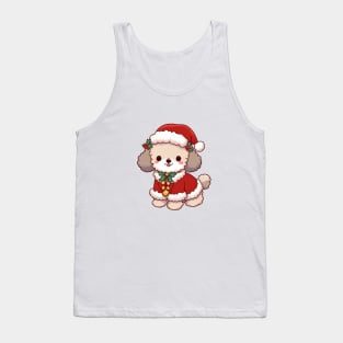 Cute Christmas Poodle Santa Tank Top